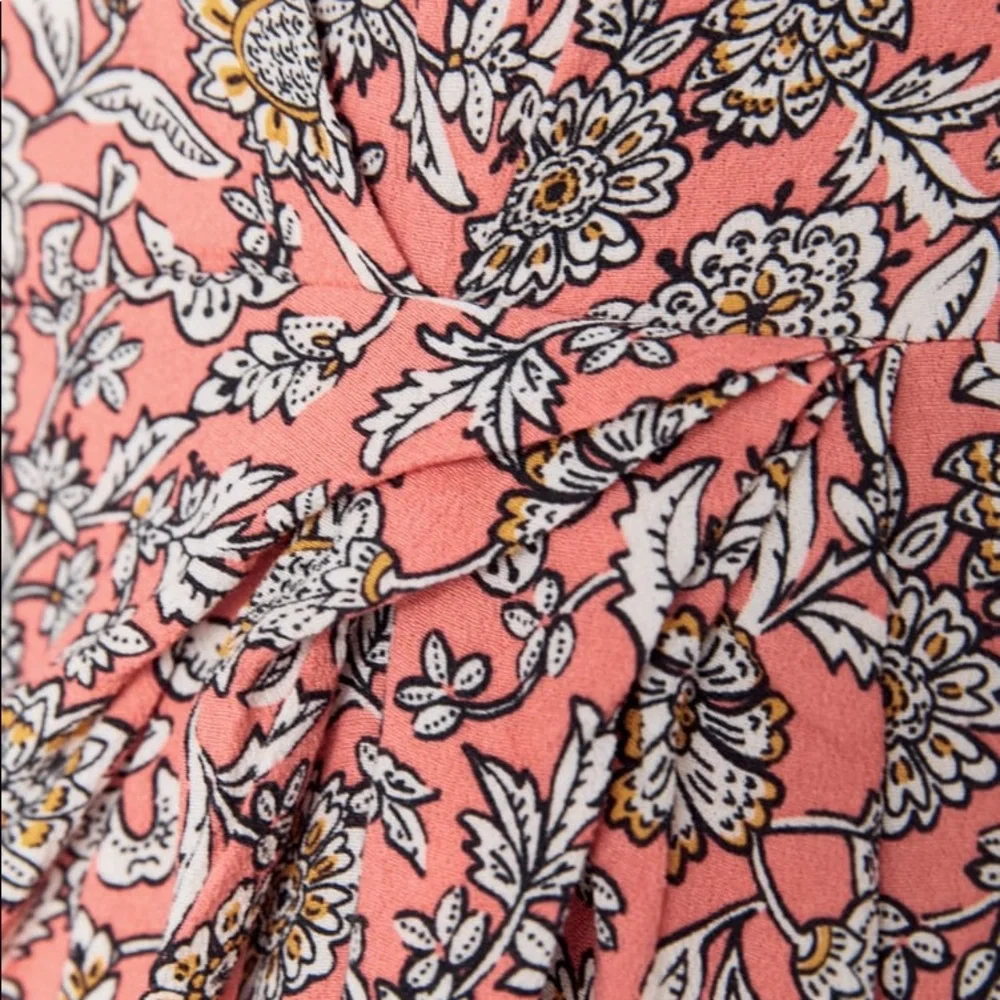 Zara FLORAL PRINTED DRAPED MIDI Flowy DRESS Long Sleeve Puff Shoulders Sz XS NEW - Picture 16 of 16
